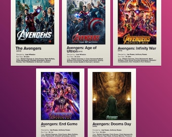 Avengers-Filmplakat | Marvel-Poster | Geschenk für Marvel-Fans | Avengers-Posterset | Marvel-Posterset | Marvel-Zimmerdeko