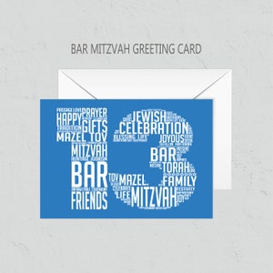 Tarjeta Bar Mitzvah / Tarjeta de felicitación imprimible / Tarjeta de celebración de cumpleaños judía / Tarjeta Mazel Tov doblada