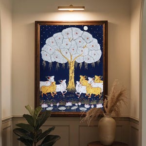 Sacred Cows Pichwai Painting, Traditional Indian Pichwai Painting For Home Decor, Wall Hanging, Wall Painting