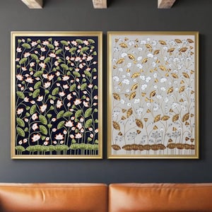 Pichwai Paintings Set of 2, Lotus Pond Indian Pichwai, Home decor Art, Indian painting, wall decor