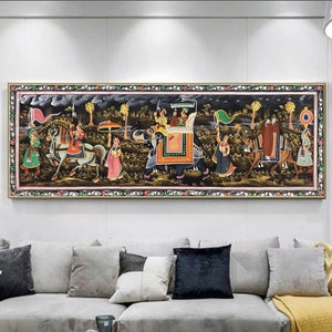 Royal Procession Art Detailed Handmade Indian Royal Ethnic Folk Painting, Wall painting, Wall Hanging, Painting for Living Room