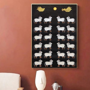 Pichwai Painting Of Cow, Pichwai Wall Art, Pichwai Cow, Traditional Indian Pichwai Painting For Home Decor, Wall Painting, Wall Hanging
