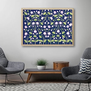 Lotus Pond Pichwai Painting Wall Decor Kamal Talai Handmade Floral Design Natural Stone color on cloth Indian Decor Paintings, Wall Hanging