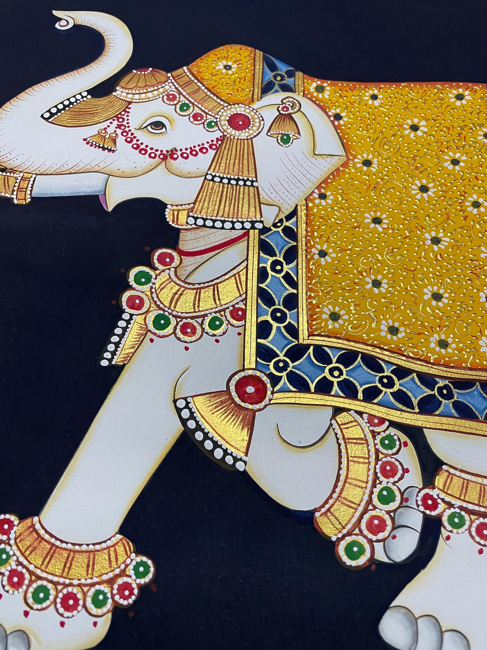 Buy Elephant Pichwai Painting, Large Traditional Indian Art, Wall Decor ...
