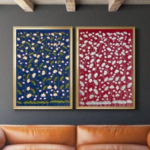 Pichwai Paintings Set of 2, Lotus Pond Indian Pichwai Painting, Home decor Art, Indian painting