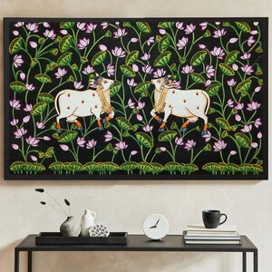 Pichwai Painting Of Cow, Traditional Indian Pichwai Painting For Home Decor, Wall Hanging, Wall Painting