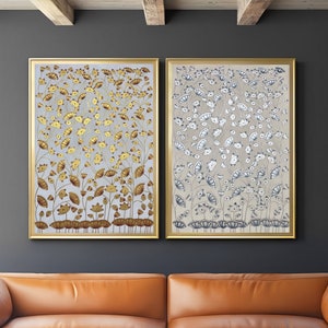 Pichwai Paintings Set of 2, Golden and silver Lotus Pond Indian Pichwai Painting, Home decor Art, Indian painting