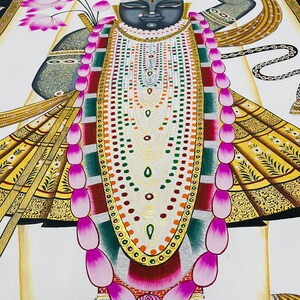 Shrinathji Pichwai-målning, handgjord indisk kokonst, naturstensfärger bild 3