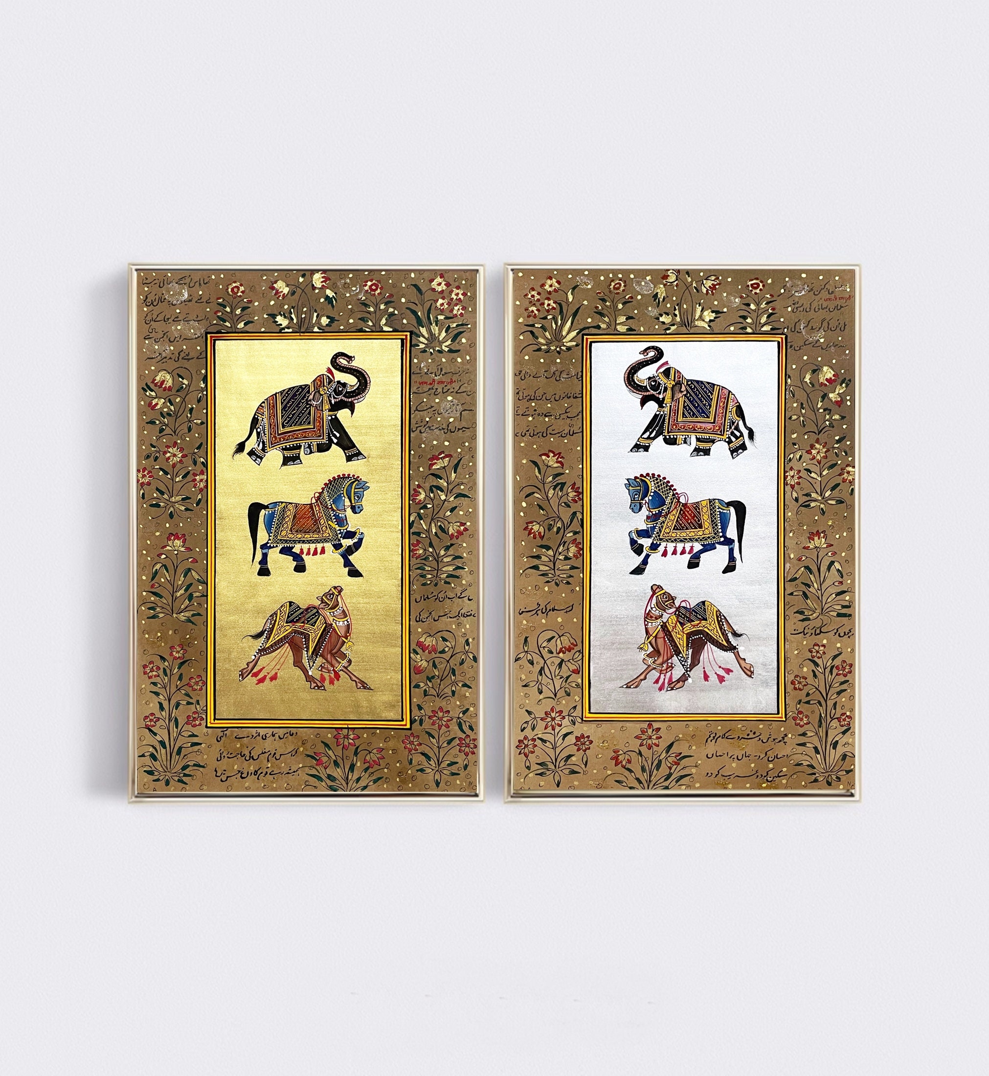 Indian Miniature Animal Painting Set, Traditional Home Decor - Etsy