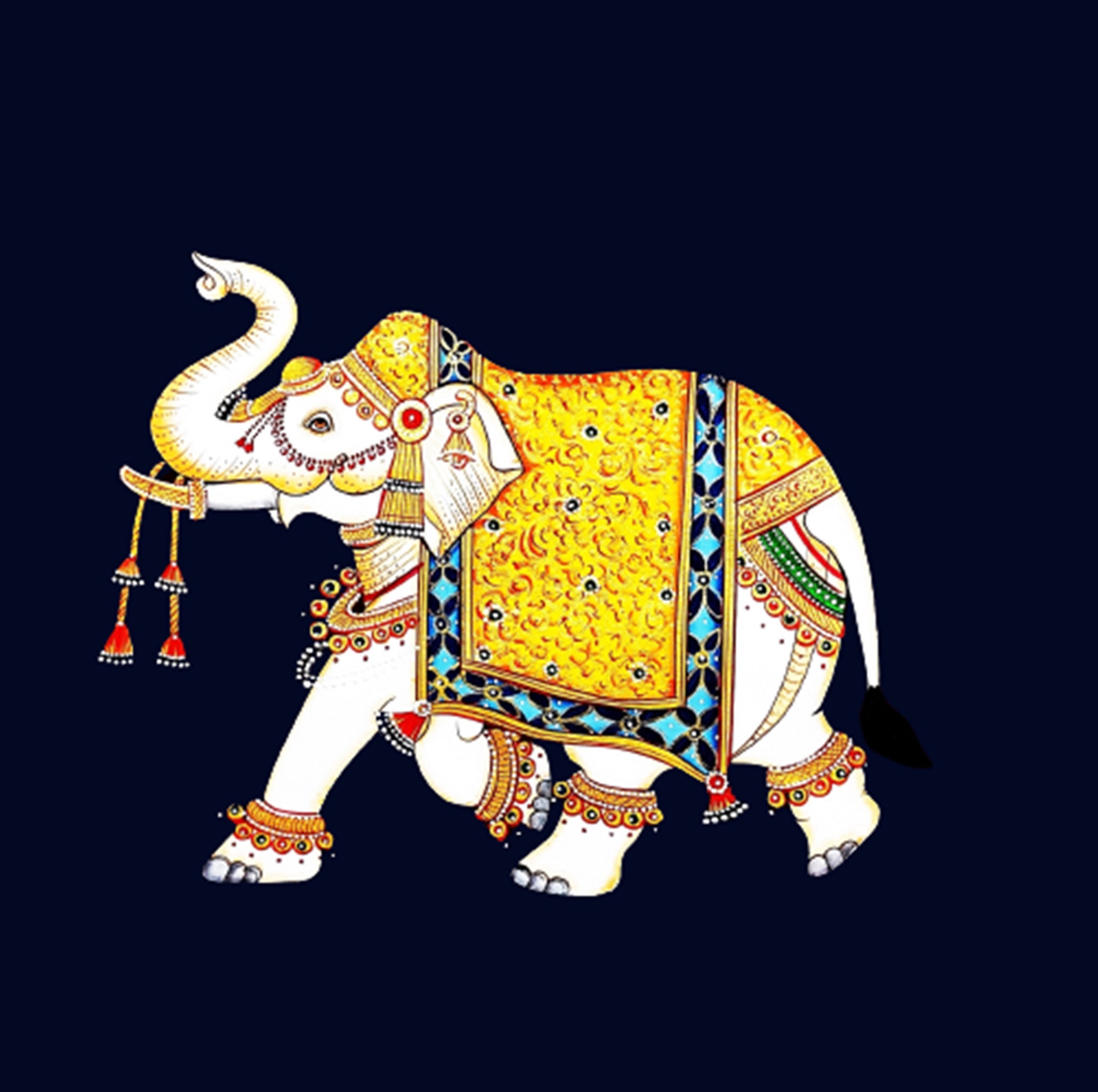 Elephant Pichwai Painting, Large Traditional Indian Art, Wall Decor - Etsy