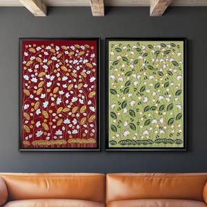 Pichwai Paintings Set of 2, Lotus Pond Indian Pichwai, Home decor Art, Indian painting, wall decor