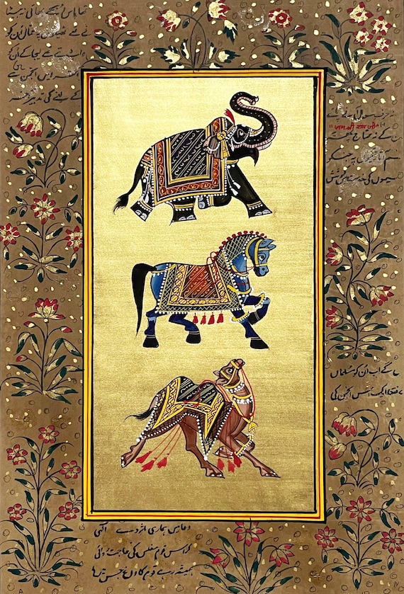 Indian Miniature Animal Painting Set, Traditional Home Decor - Etsy