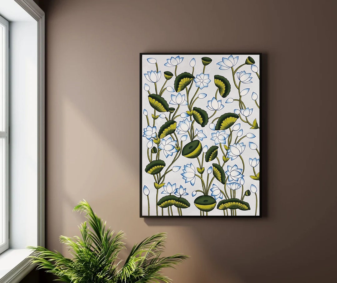 Lotus Pond Pichwai Painting Wall Decor Kamal Talai Handmade - Etsy