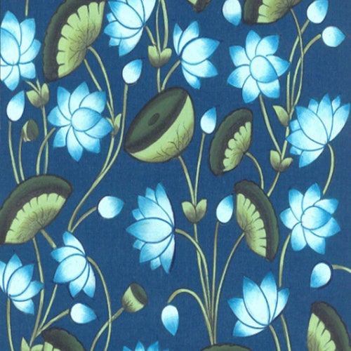 Lotus Pond shops Pichwai Painting Wall Decor Kamal Talai Handmade Floral Design Natural Stone color on cloth Indian Decor Paintings, Wall Hanging