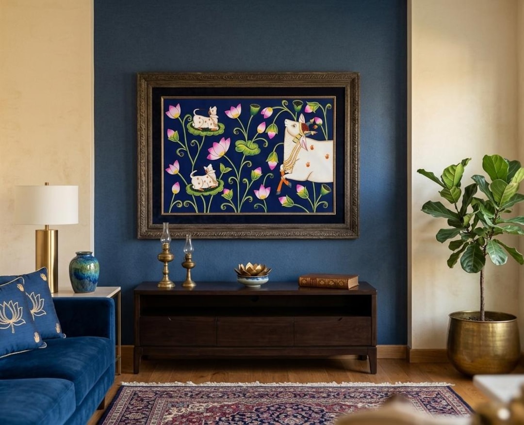 Pichwai Painting of Cow, Traditional Indian Pichwai Painting for Home ...