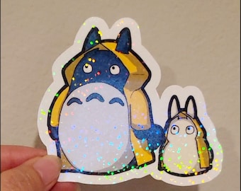 Sticker - Chu & Chibi Totoro Raincoat