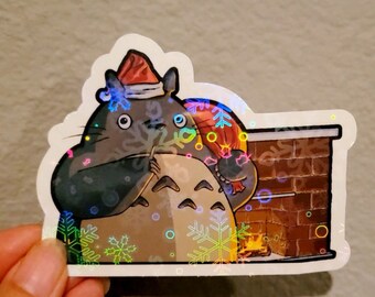 Sticker - Fireplace Christmas Totoro