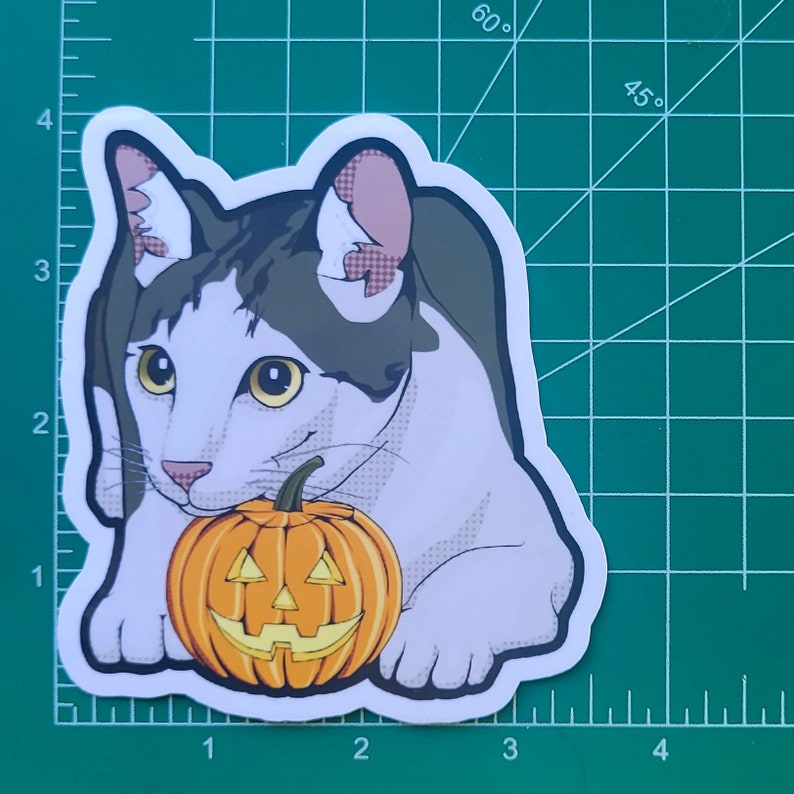 Sticker Black and White Cat Stylized halloween Variation Etsy