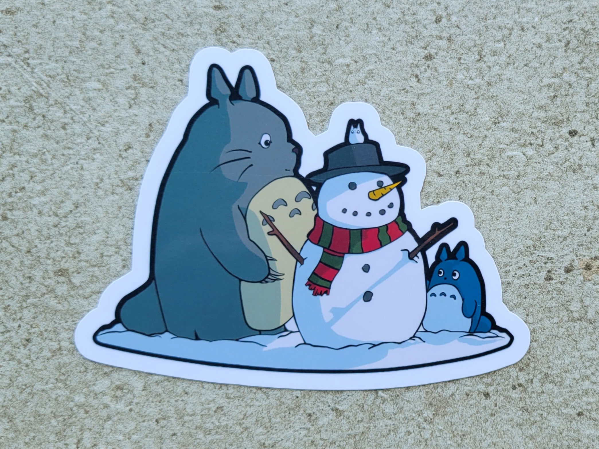 Sticker - Totoro & Friends With Snowman - Etsy