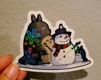 Sticker - Totoro & Friends with Snowman