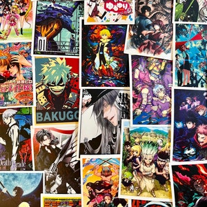 20 Random Anime Manga Retro Sticker Pack / Glossy Poster Graffiti Film Poster Aesthetic /Decorative Laptop Journal Stationery Scrapbook BUJO