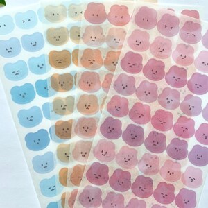 Bear & Bunny Sticker Sheet / Aesthetic Cute Layering Pack Polco Deco Washi Paper / Planner Decorative Journal BUJO Laptop Gift Calendar