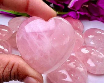 Puffy Rose Quartz Heart - Large Rose Quartz Heart - Rose Quartz Palm Stone - Pink Quartz Crystal Heart - Crystal Heart- 2&quot; couple gift