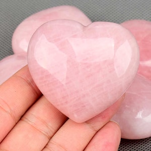 Rose Quartz heart Shaped Palm Stone Crystal valentines day gifts for couple - Gemstone for Yoga, Meditation (A Grade ) Tumbled Polished Pink