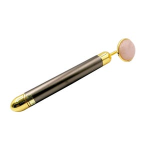 Rose Quartz Vibrating Face Roller: 3D Massager & Gua Sha Tool