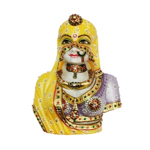 White Marble Bani Thani Statue: Hand-Carved Indian Lady Figure