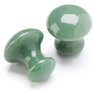Natural Green Jade Gua Sha Face & Body Massager - Mushroom Shape Lymphatic Drainage Tool, Crystal Skincare Therapy, Anti-Aging Spa Gift