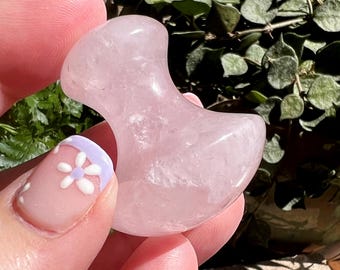 Rose Quartz Gua Sha Mushroom, Massage tool, Crystal Facial, Eco beauty, Self Care, Vegan, Facial Massage, Skincare Gift