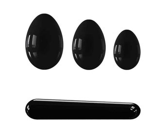 Natural Black Obsidian Quartz Crystal, Yoni Eggs, Massage Stick Stone, Women Kegel Exercise Strengthen Pelvic Floor Muscles