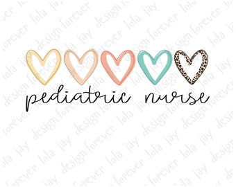 Pediatric Nurse Png, PEDS Nurse Sublimation Png, Nurse Boho Hearts Leopard Print Design File, PICU Nurse Pediatric Nurse Print Download Png