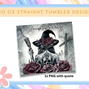 Witchy Vibes Tumbler Wrap PNG 20oz Tumbler Sublimation Wicca Pagan Celestial Tumbler PNG Tattoo Witch Roses PNG Digital Download File image 3