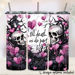 Valentinstag Tumbler Wrap 20 Unzen Skinny Tumbler PNG Sublimation Bundle Schädel rosa Herzen Tumbler Digitaler Download Kommerzielle Tumbler Wrap