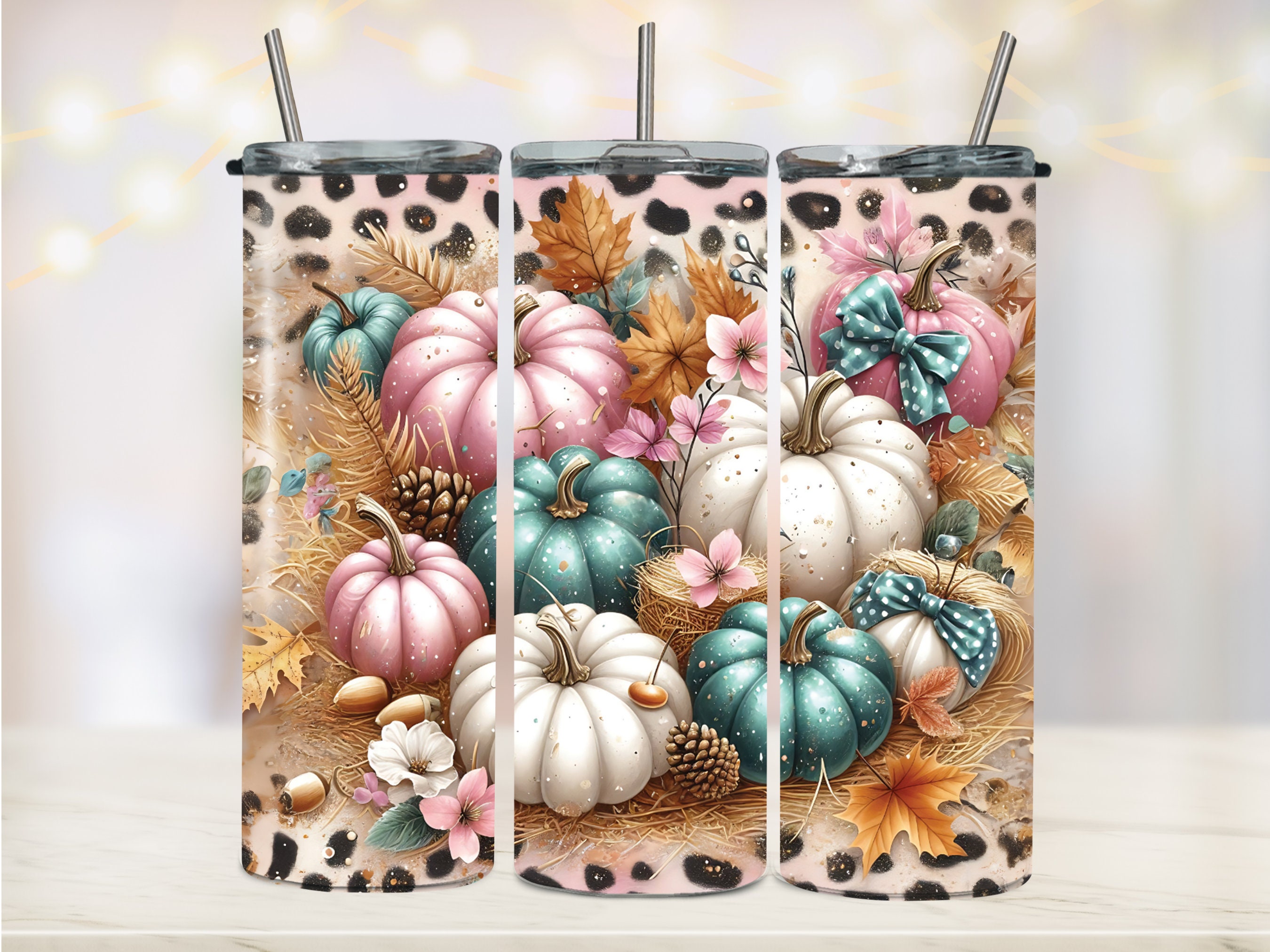 Fall Pumpkin Tumbler Wrap PNG Leopard Tumbler Wrap Png Seamless 20oz ...