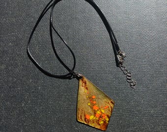 Necklace with enamel pendant, handmade, unique piece, boho, vintage, minimalist, glass, gift, jewelry