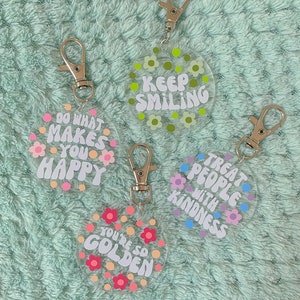 Customisable quote Keyring/keychain | car key accessory | cute/trendy/floral