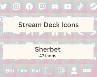 47 Elgato Stream Deck Icons, Pastel Sherbet Gradient Icon Covers, Minimal Streaming Graphics, Stream Deck Buttons, App Icons,