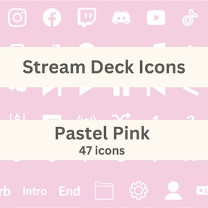 47 Elgato Stream Deck Icons, Pastel Pink Icon Cover, Minimal Streaming Grafiken, Stream Deck Buttons, App Icons,