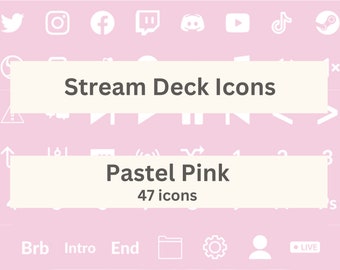 47 Elgato Stream Deck Icons, Pastel Pink Icon Covers, Minimal Streaming Graphics, Stream Deck Buttons, App Icons,