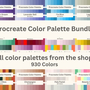 Full Shop Procreate Color Palette Bundle, Procreate Color Palette, Color Swatches, procreate Tools, iPad Illustration, Digital Color