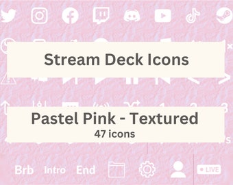 47 Textured Elgato Stream Deck Icons, Pastel Pink Icon Covers, Minimal Streaming Graphics, Stream Deck Buttons, App Icons,