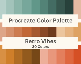 Paleta de colores Procreate / Retro Vibes / Paleta de colores Procreate para iPad / Muestras de color / Colores digitales / Herramienta Procreate
