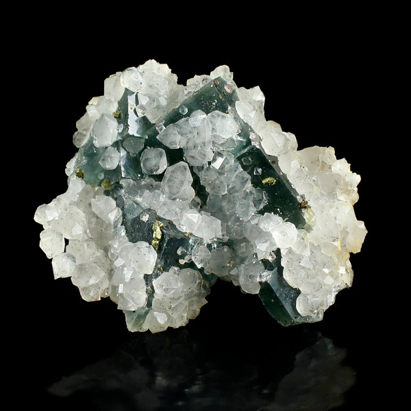 Mineralien Fluorit, Quarz, Kupferkies Niederschlag Erzgebirge Mineraliensammlung Sammlung