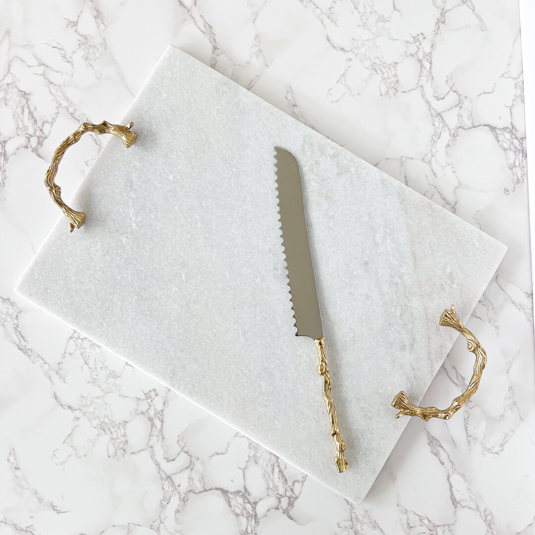 Marble Tray Set With Knife / Cheese Board / Charcuterie Board / Ramadan
