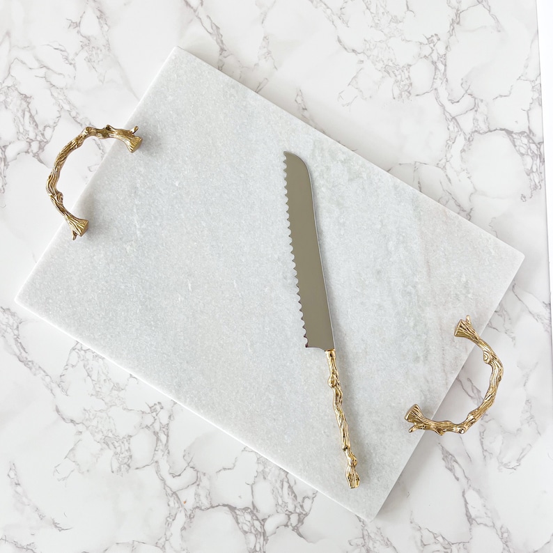 Marble Challah Tray Set with Knife