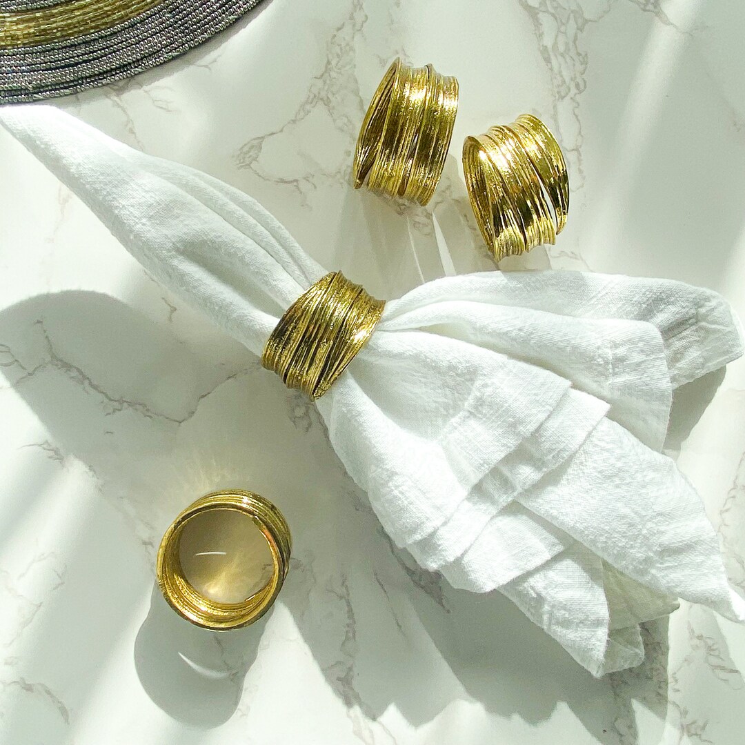 Crumpled Gold Leaf Napkin Rings Set of 4 / Bridal Shower / Etsy