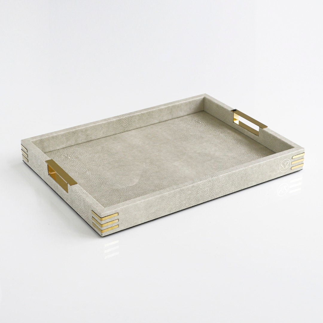 Beige Leather Tray / Serving tray / Decorative tray / Housewarming gift / Home and living